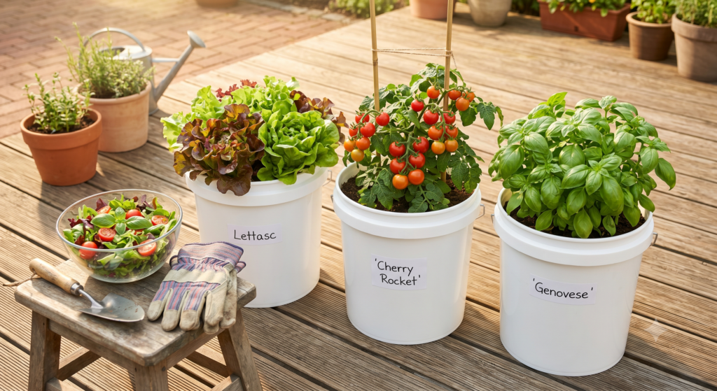 From Couch to Crouton: Growing Lettuce, Tomatoes & Basil in 5-Gallon Buckets